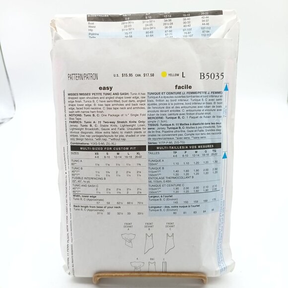 Butterick B5035 Fashion Express Sewing Pattern for Misses Tunics & Dresses Size - Picture 2 of 2